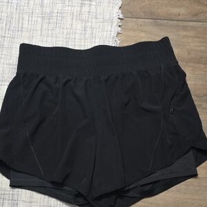 Avia Black Athletic Shorts with Elastic Waistband and Scalloped Hem